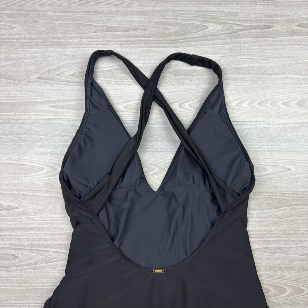 L'AGENCE Lisa Plunge One-Piece Swimsuit Black Gold Coin Size XL - Picture 10 of 16